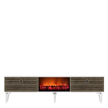 Mueble TV Arona Fireplace Blanco Nogal - 475OLV2661