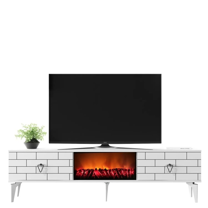 Mueble TV Varna Fireplace Blanco