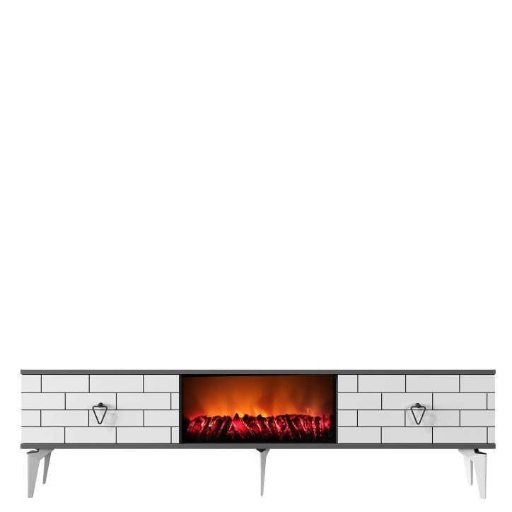 Mueble TV Varna Fireplace Blanco Antracita