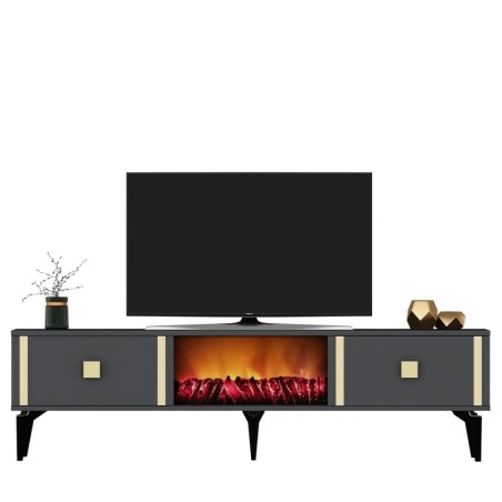 Mueble TV Doruk Fireplace Antracita Oro