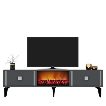 Mueble TV Doruk Fireplace Antracita Plata