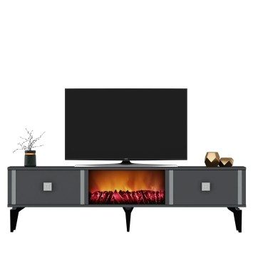 Mueble TV Doruk Fireplace Antracita Plata - 475OLV2666