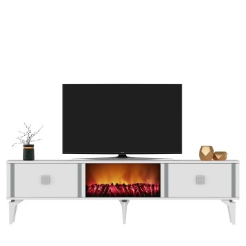 Mueble TV Doruk Fireplace Blanco Plata - 475OLV2668