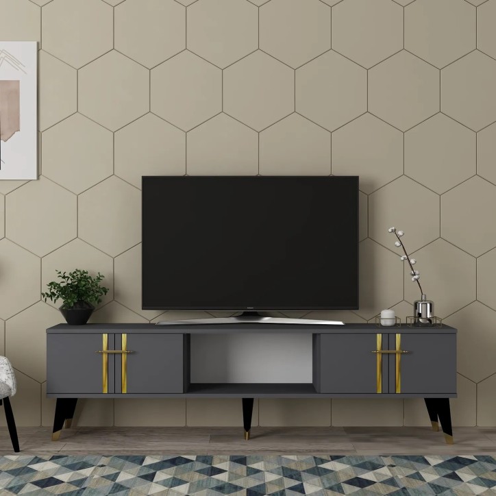 Mueble TV Asel Antracita Oro