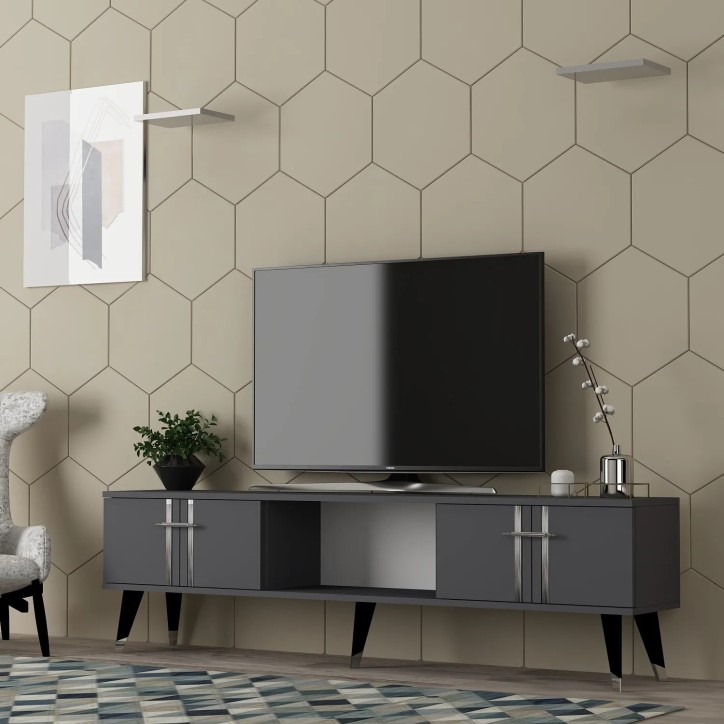 Mueble TV Asel Antracita Plata