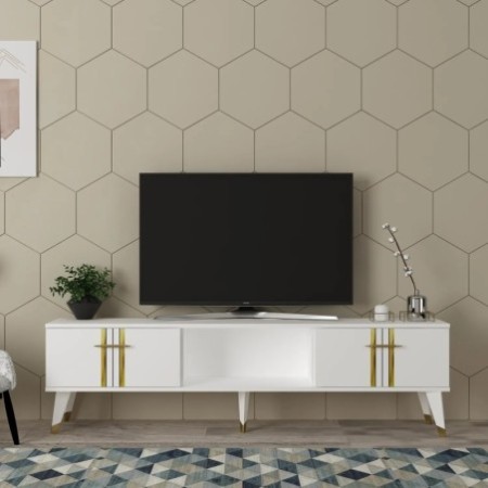 Mueble TV Asel Blanco Oro