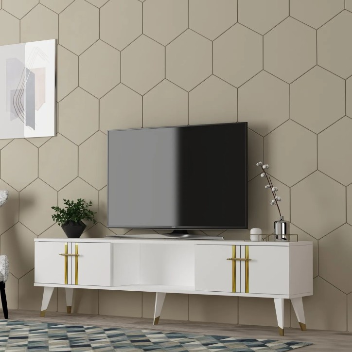 Mueble TV Asel Blanco Oro