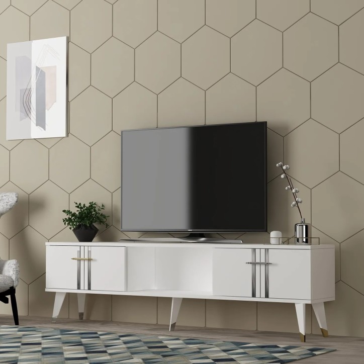 Mueble TV Asel Blanco Plata