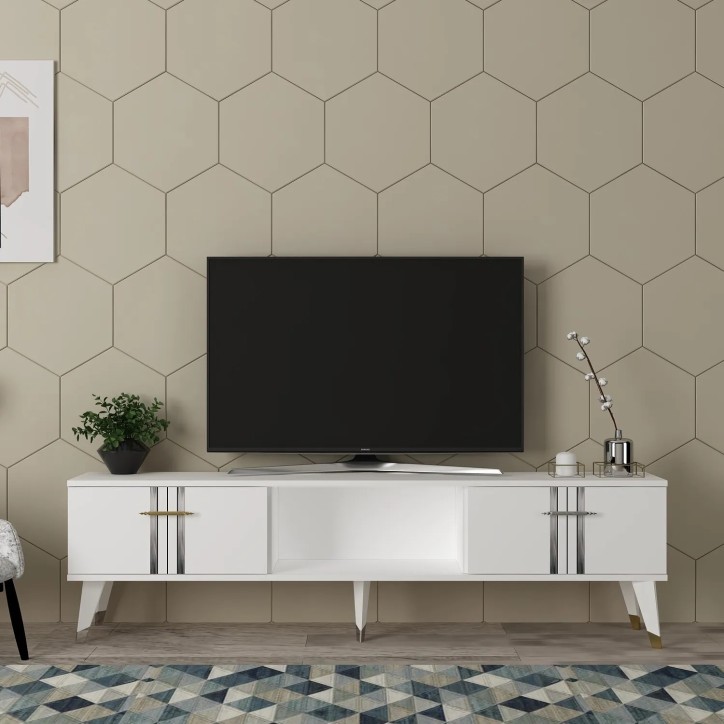 Mueble TV Asel Blanco Plata