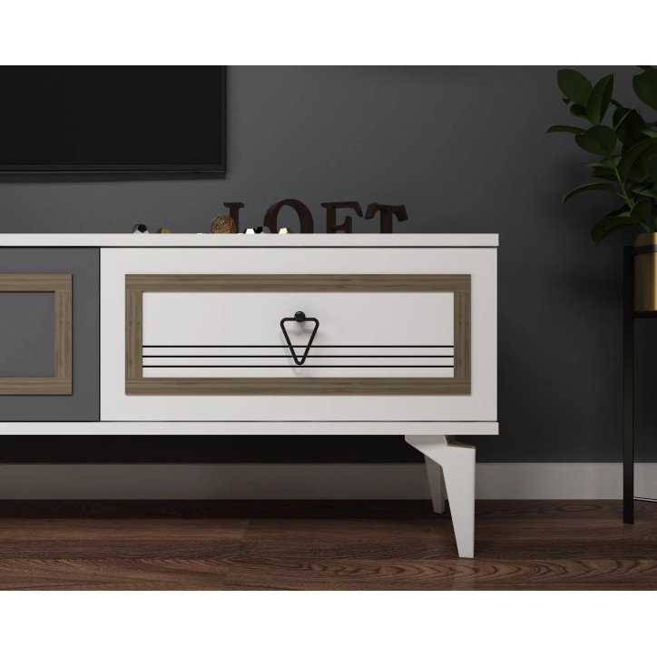 Mueble TV Asya Blanco Antracita Nogal