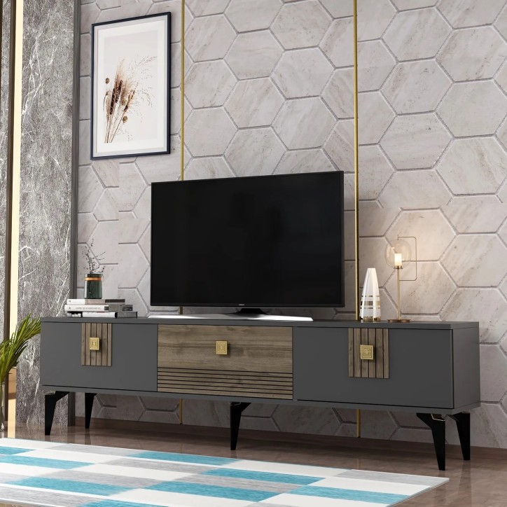 Mueble TV Luna Antracita Nogal