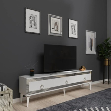 Mueble TV Ponny Blanco Plata