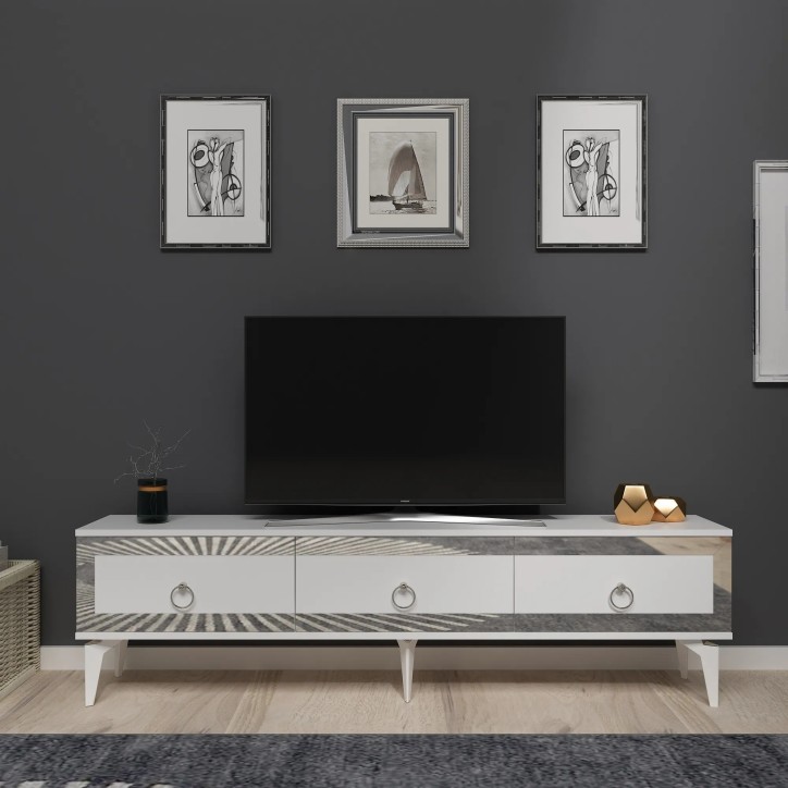 Mueble TV Ponny Blanco Plata