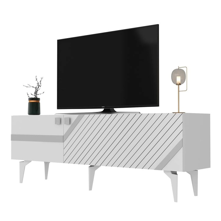 Mueble TV Iris Blanco Plata