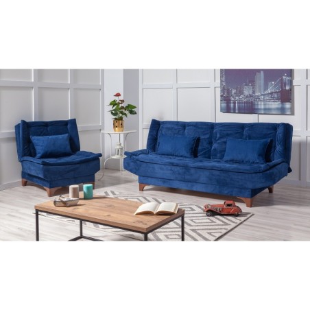 Set sofá cama sillón Kelebek TKM06 0201 Azul oscuro