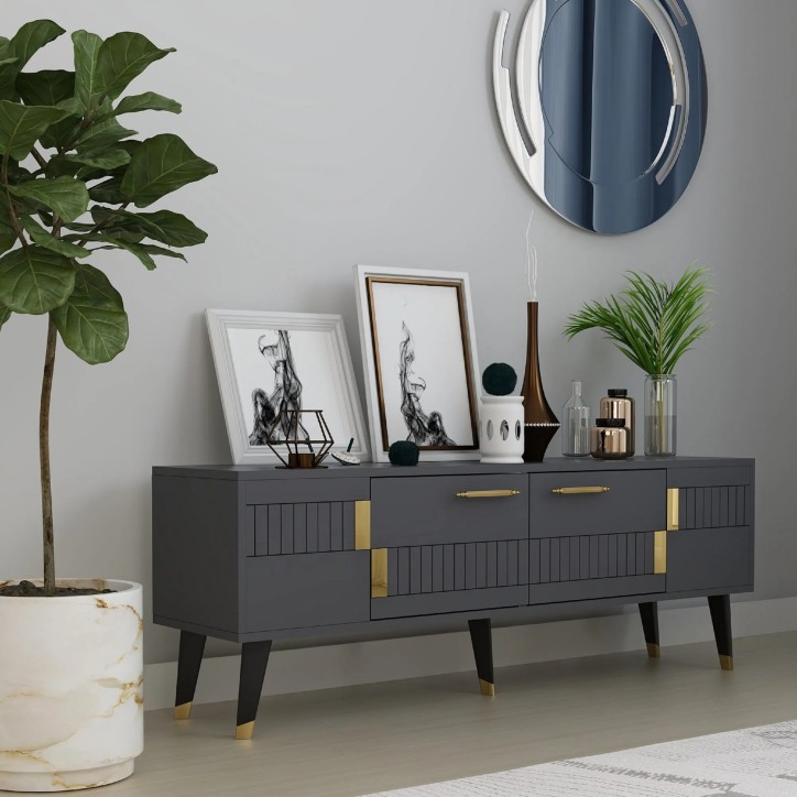 Conjunto de muebles de sala Moda Antracita Oro