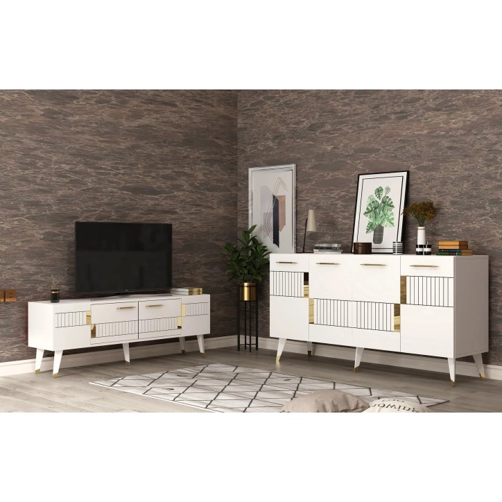 Conjunto de muebles de sala Moda Blanco Oro