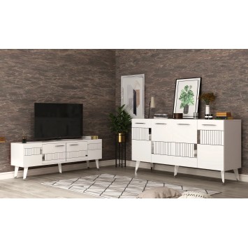 Conjunto de muebles de sala Moda Blanco Plata - 475OLV2792