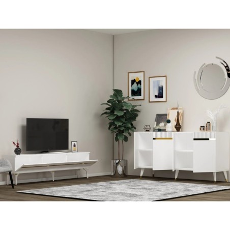 Conjunto de muebles de sala Defne Blanco Oro