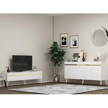 Conjunto de muebles de sala Defne Blanco Oro - 475OLV2799