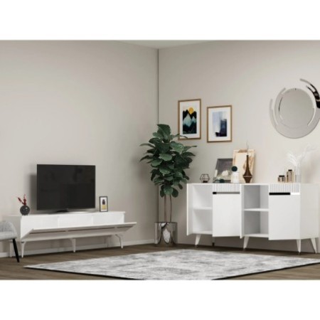 Conjunto de muebles de sala Defne Blanco Plata