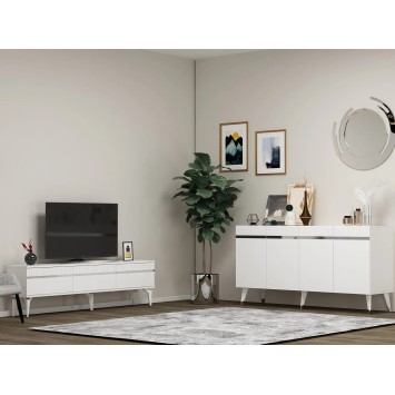 Conjunto de muebles de sala Defne Blanco Plata - 475OLV2800