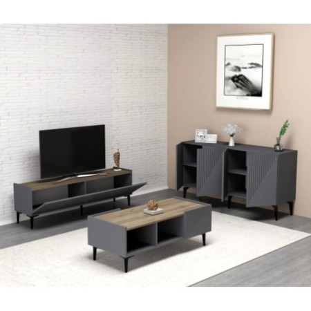 Conjunto de muebles de sala Draw Antracita Nogal