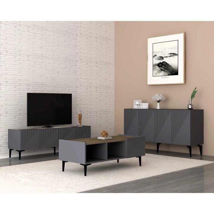 Conjunto de muebles de sala Draw Antracita Nogal