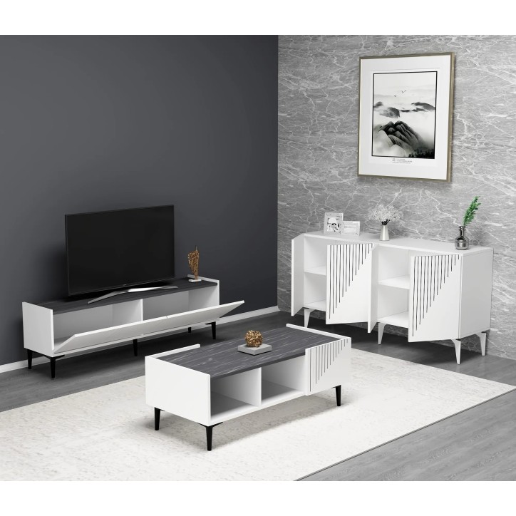 Conjunto de muebles de sala Draw Blanco Negro