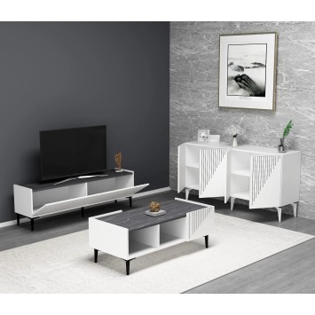 Conjunto de muebles de sala Draw Blanco Negro - 475OLV2802