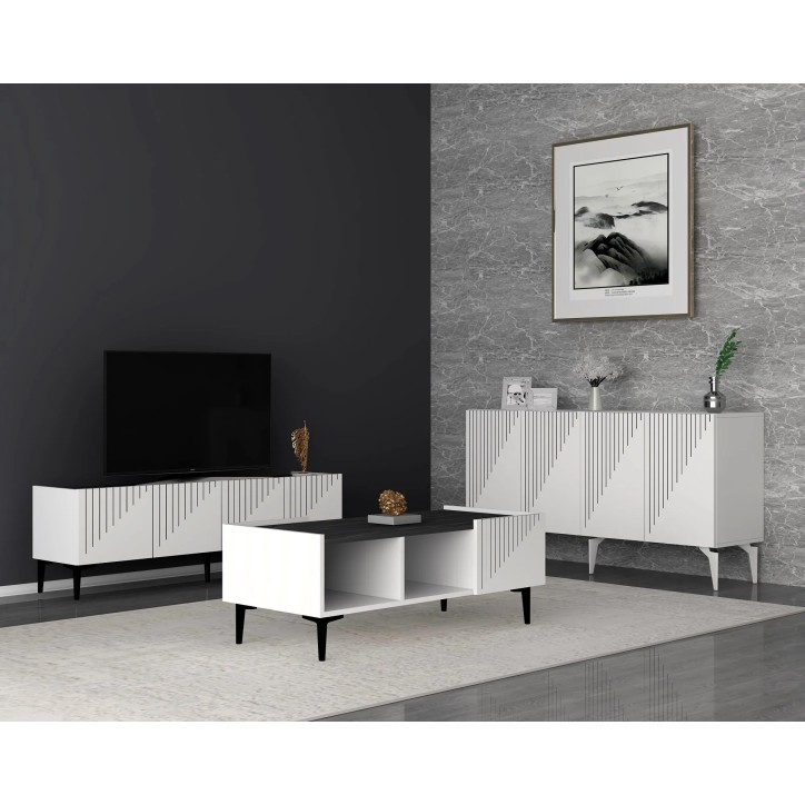 Conjunto de muebles de sala Draw Blanco Negro