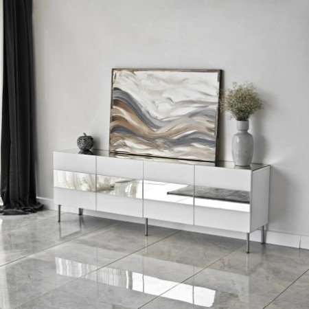 Mueble TV Leon Blanco Plata