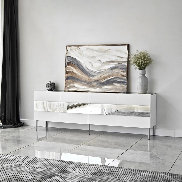 Mueble TV Leon Blanco Plata