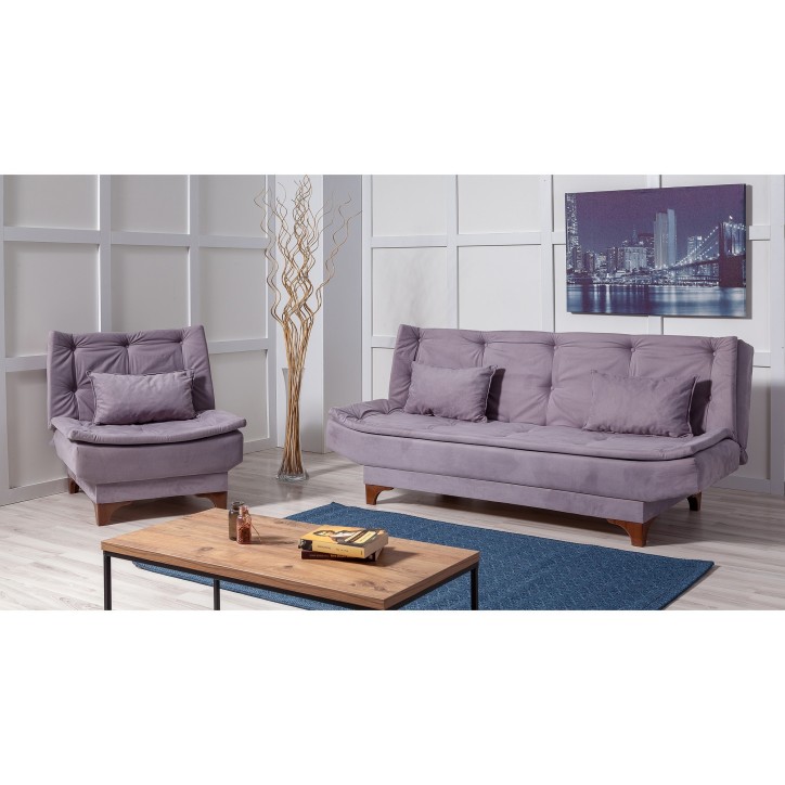 Set sofá cama sillón Kelebek TKM04 0701 Gris