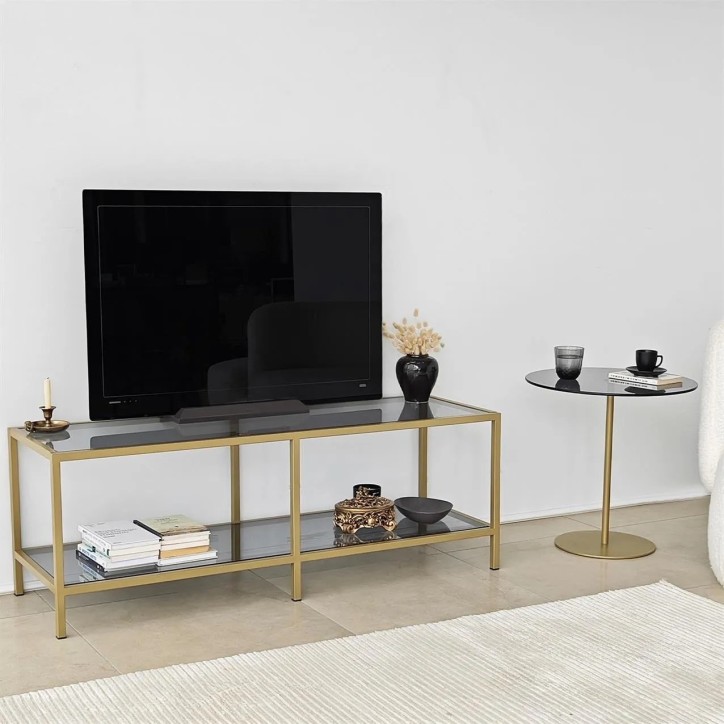 Mueble TV Basic Gris oscuro Oro