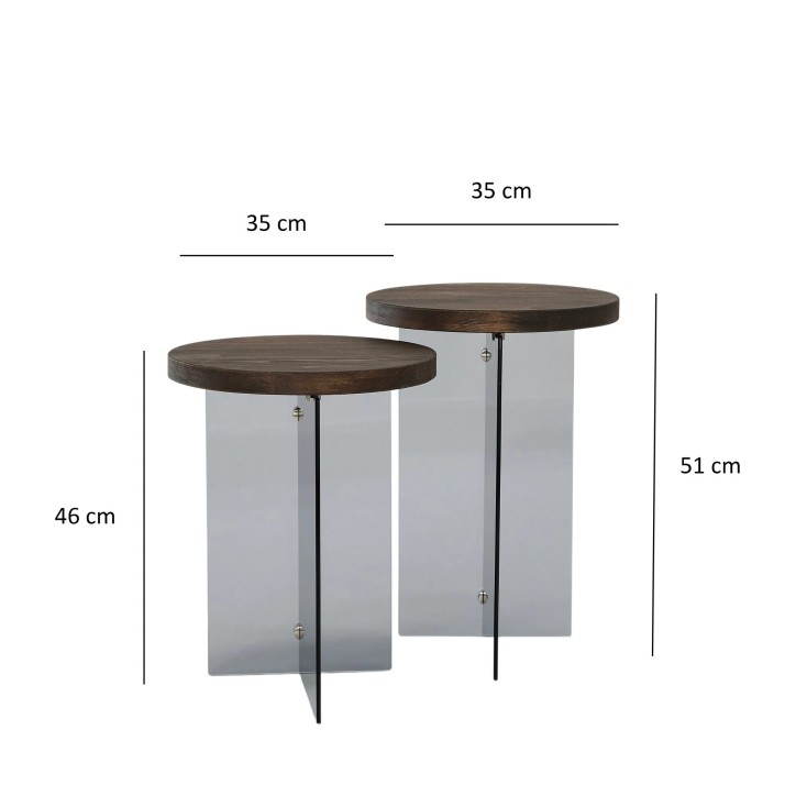 Juego de mesa de centro Serenity 2 Nogal Gris oscuro