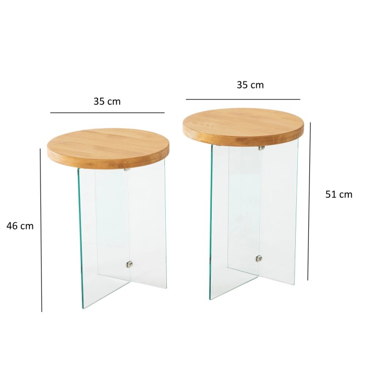 Juego de mesa de centro Serenity 2 Roble Transparente