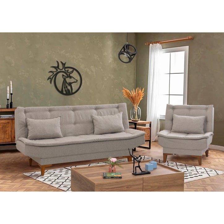 Set sofá cama sillón Santo TKM07-1005 Crema