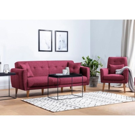 Set sofá cama sillón Aria TKM02-94819 Rojo burdeos - 867UNQ1587