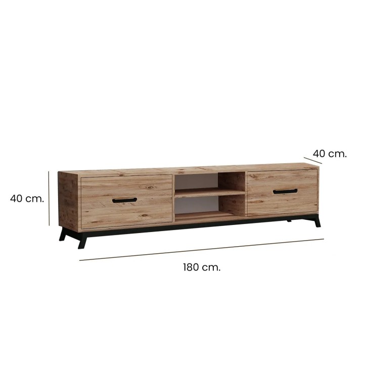 Mueble TV Retro Feza Pino Atlántico Negro