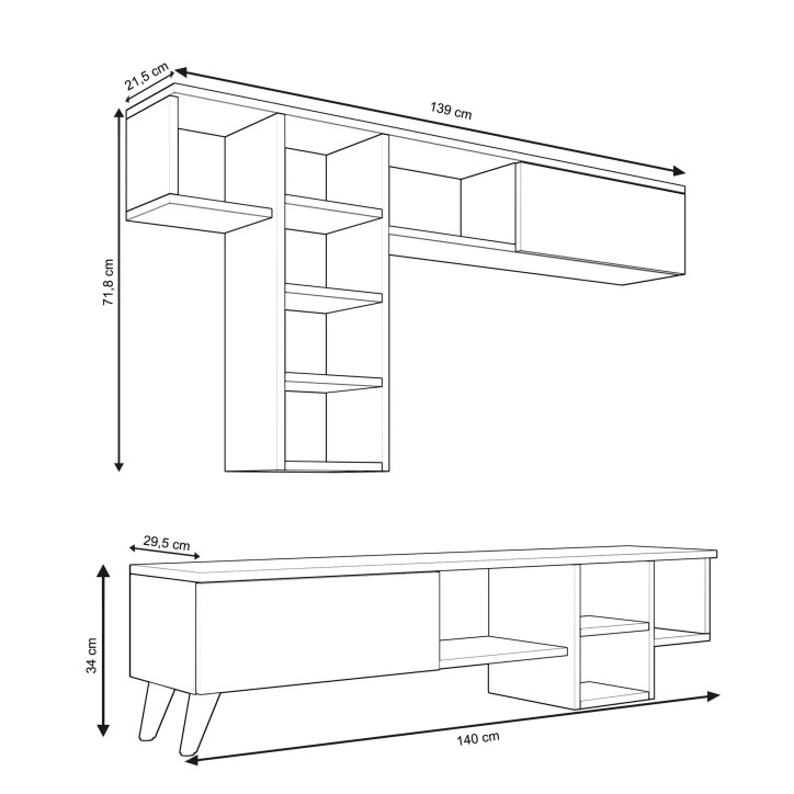 Mueble TV Beta Miyase Nogal Blanco