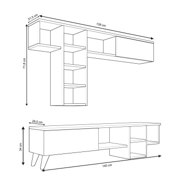 Mueble TV Beta Miyase Nogal Blanco - 570VLT1530