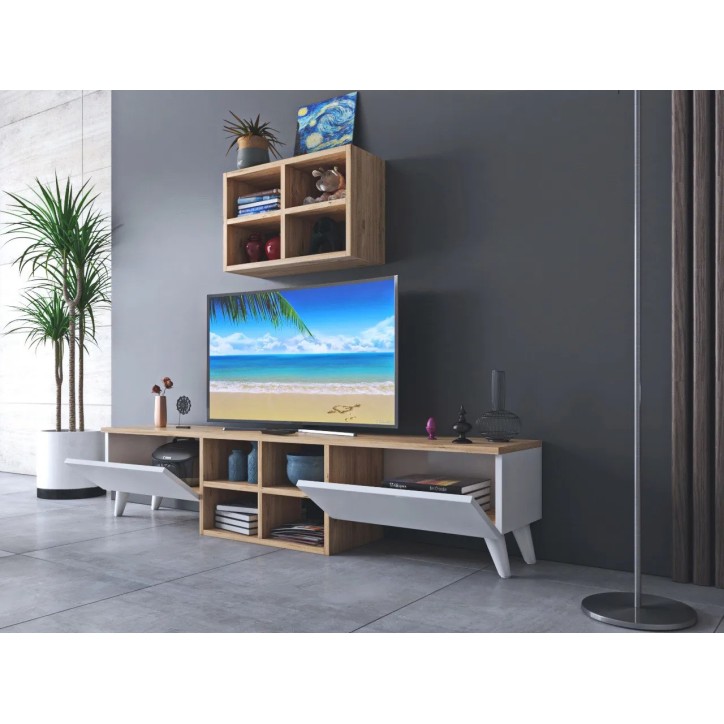 Mueble TV Beta Perez Nogal Blanco