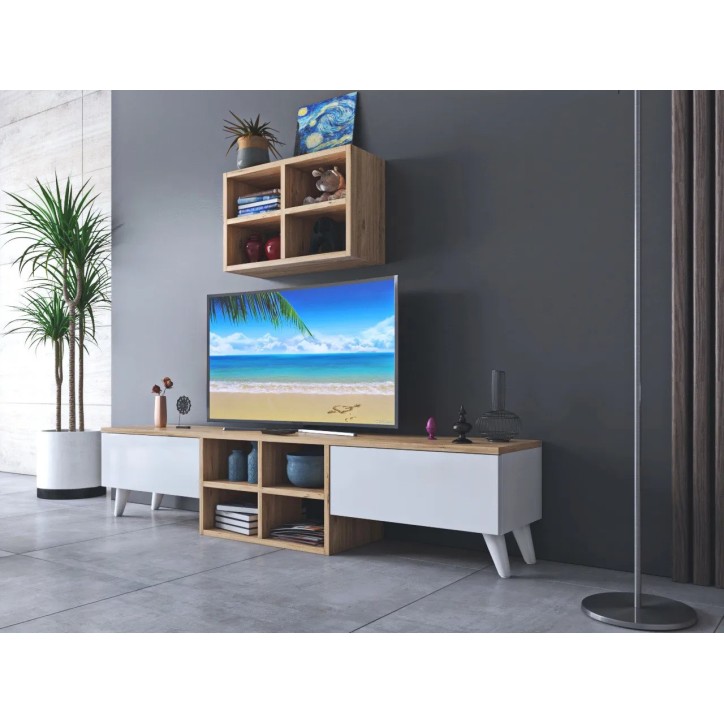 Mueble TV Beta Perez Nogal Blanco