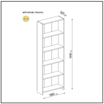 Librería Mira 5 baldas Pino Atlántico Negro - 570VLT2961