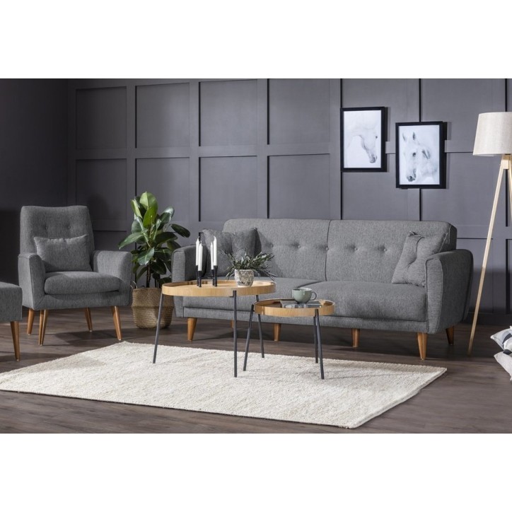 Set sofá cama sillón Aria TKM04-94216 Gris oscuro