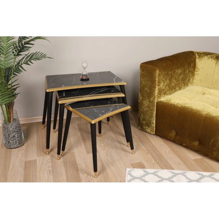 Mesa Nido (3 Piezas) Tensio Negro Oro