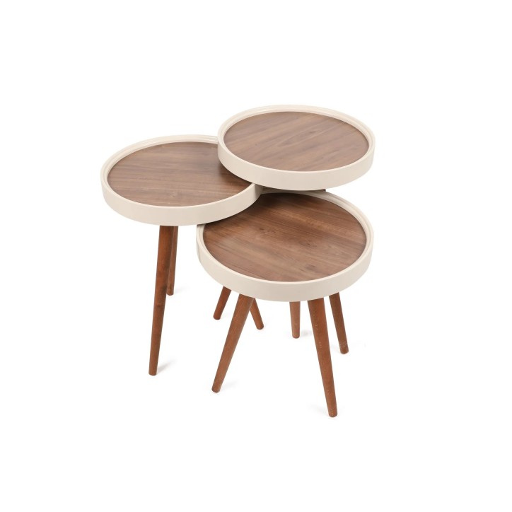 Mesa Nido (3 Piezas) Wood Nogal Crema