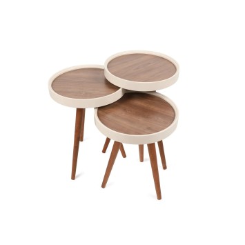 Mesa Nido (3 Piezas) Wood Nogal Crema - 572KTE1131