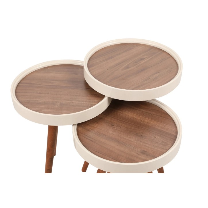 Mesa Nido (3 Piezas) Wood Nogal Crema